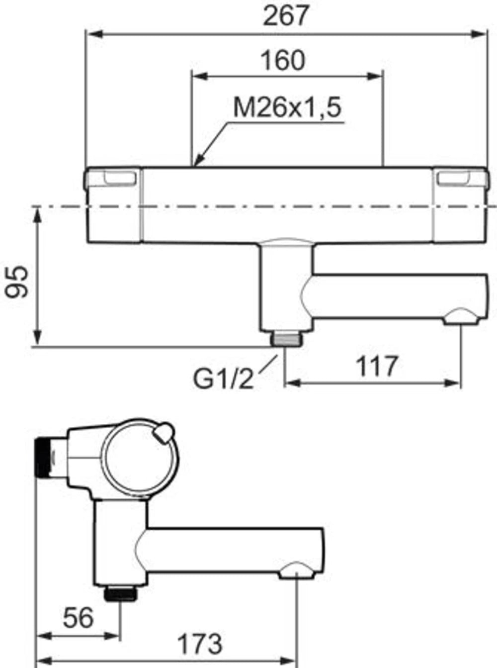 Mora MMIX II Krom badkarsblandare 160 cc inklusive Monterat & Klart