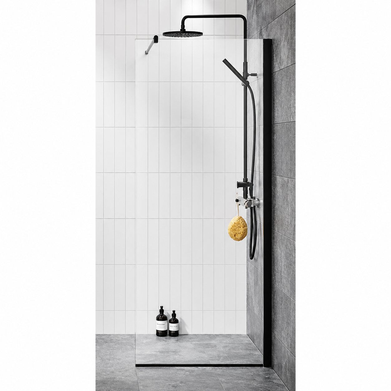 Alterna Lusso Black Skärmvägg Klarglas 90 cm inklusive Monterat & Klart