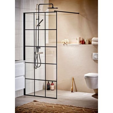 Alterna Lusso Black Skärmvägg Klarglas 80 cm inklusive Monterat & Klart